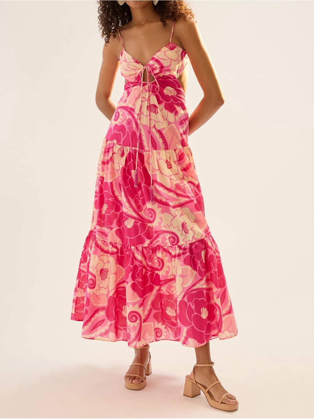Farm Rio Cutout Halter Maxi Dress Size M